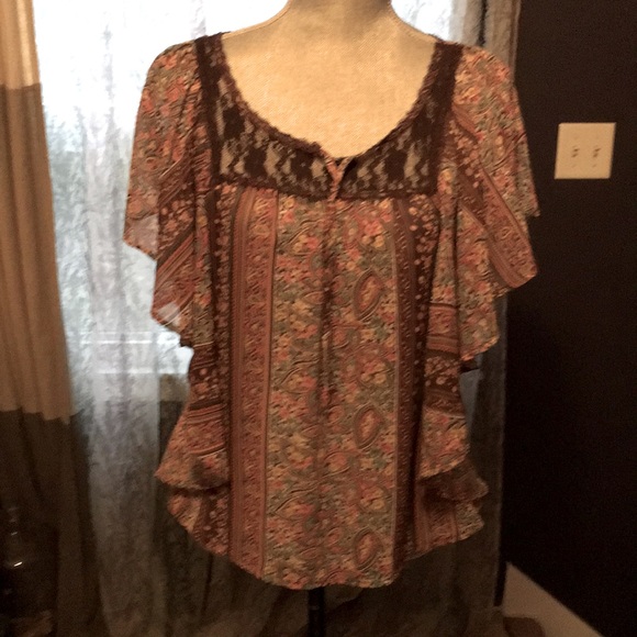 BOHO BUTTERFLY SLEEVE TOP - Picture 1 of 7